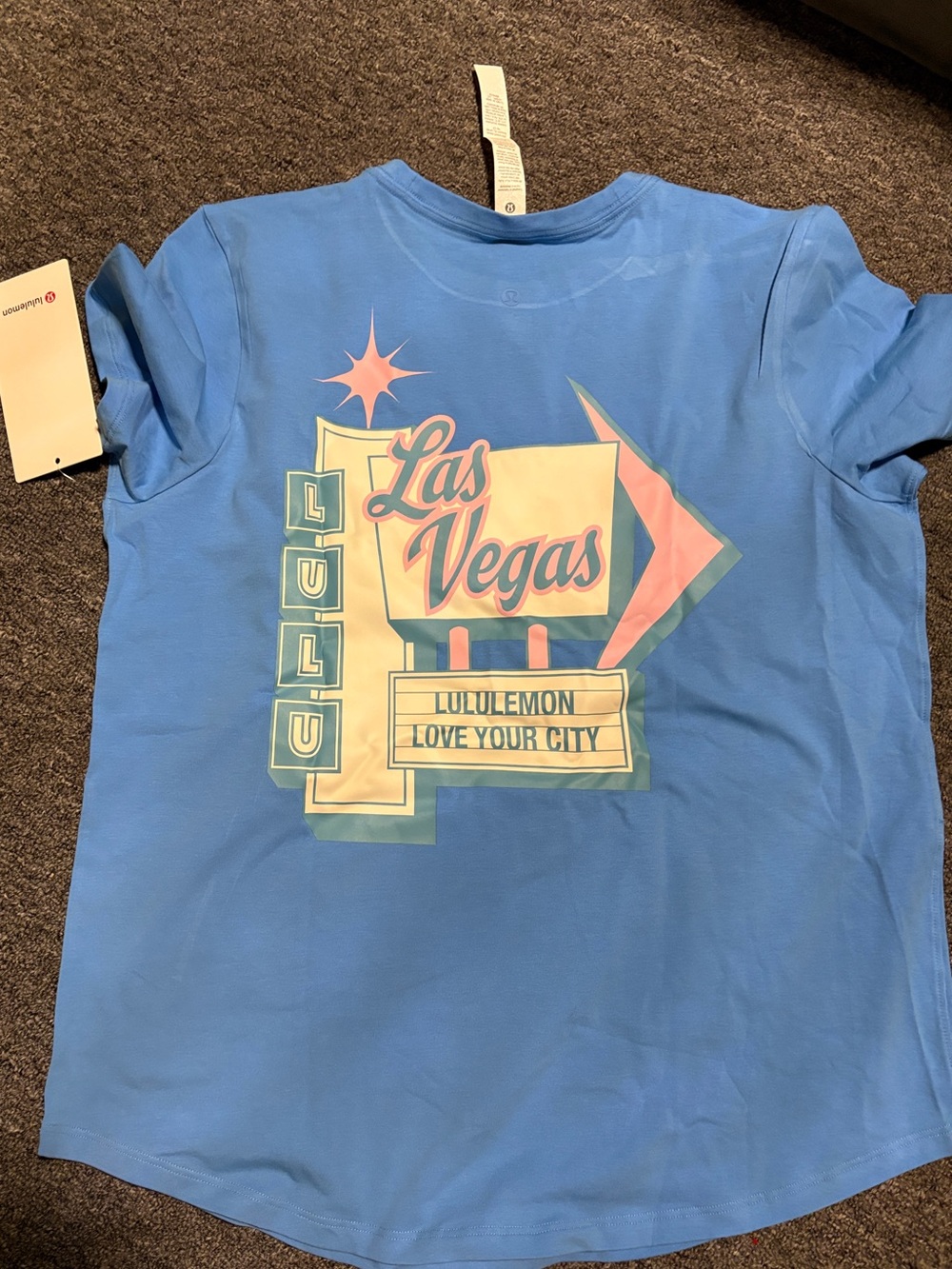 Lululemon Love Crewneck T-Shirt in Ocean Wave with Vegas Graphic